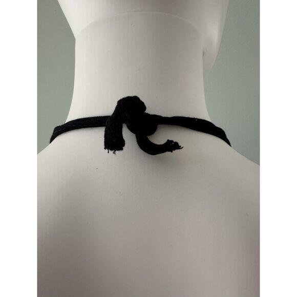 H&M Vintage Black Halter Midi Dress with Bow Detail V Neck size 4 - Picture 5 of 8